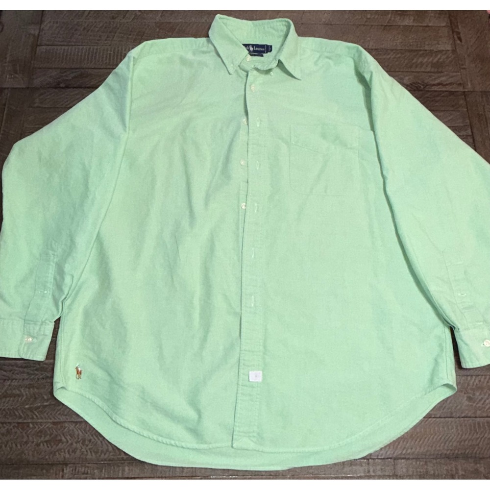 Ralph Lauren The Big Oxford Shirt L Mint Green Good Cotton Button Down Preloved